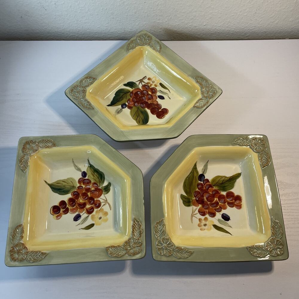 Set of 3 Certified International TOSCANA Pamela Gladding Pasta Bowls READ